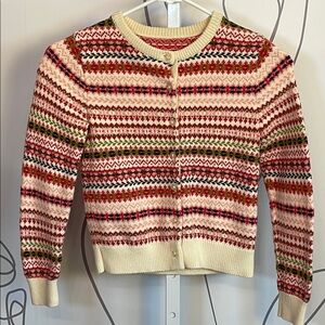 Lands' End-Cream and Pink Cardigan Sweater size 8/10 (?)